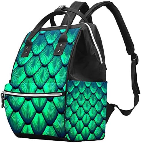 Yeşil Ölçekler Mermaid bebek bezi çantası Sırt Çantası Bebek Bezi Değiştirme Çantaları Çok Fonksiyonlu Büyük Kapasiteli