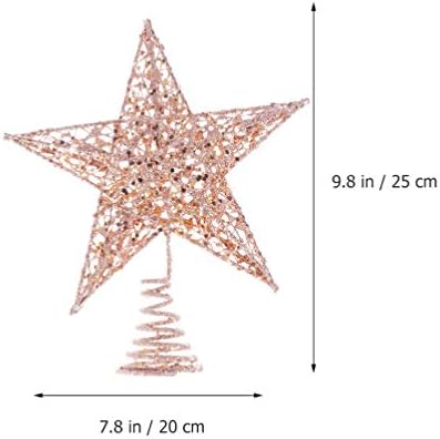 KESYOO 2 Adet Glitter Noel Ağacı Topper 3D Demir Yıldız Ağacı Topper Noel Ağacı Dekorasyon Süsler 20 cm + 25 cm (Gül