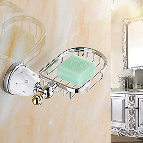 Kristal Krom Banyo Aksesuarları Setleri Pirinç Banyo Donanım Seti Gümüş Cilalı Modern Duvara Monte Kumaş Kanca