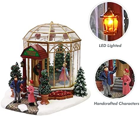 Noel Köyü Binası, LED Işıklı Noel Ağacı Dükkanı ve Noel Müziği-Pille Çalışır (dahil değildir) (7,5 Y x 8,1 G x 8,9