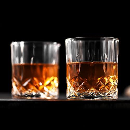 Viski bardakları 4 Set, Eski Moda Gözlük 10 oz Kristal Gözlük Lüks Kutu, Scotch Viski Bourbon Kokteyl Cam Viski Hediyeler