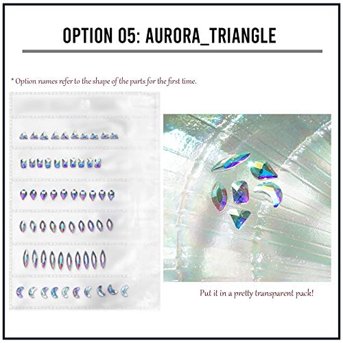 6 stilleri ile 60 adet Nail Art Malzemeleri Jewel şekil Koleksiyonu Paketi (Temizle Parçaları, Aurora Parçaları) (Aurora_Triangle)