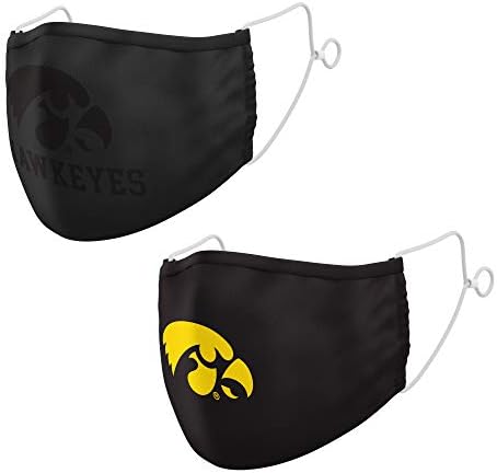 Dünyanın En İyisi NCAA Iowa Hawkeyes Unisex Takım Simgesi Yüz Maskesi 2'li Paket, Iowa Hawkeyes Siyah, Tek Beden (MTW_340