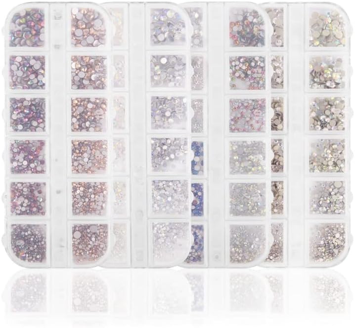 12 İzgaralar Kristaller Glitter Tırnak Rhinestones Karışık Boyutu AB Flatback 3D elmas tırnak süsü Sanat Dekorasyon