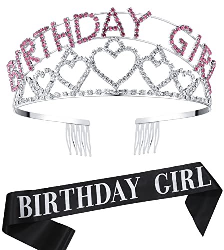 ÖTESİNDE Kristal Doğum Günü Tiara Taç Prenses Doğum Günü Taç saç aksesuarları Set Mutlu Doğum Günü Taç Tiara ile Kanat
