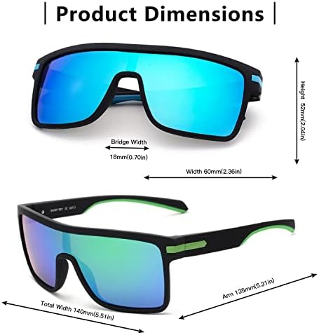 OCERAVE 2 Paket Düz Üst Polarize Spor Güneş Gözlüğü Açık Bisiklet Gözlük Polarize Lens, Kare güneş gözlüğü