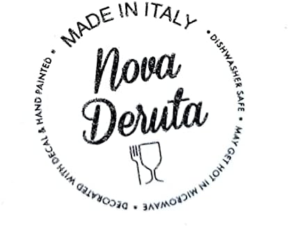 Nova Deruta Blue Fleur De Lis Çiçekli Meyve Seramik Servis Kasesi Tabağı, Made in Italy, Sur La Table için italyan
