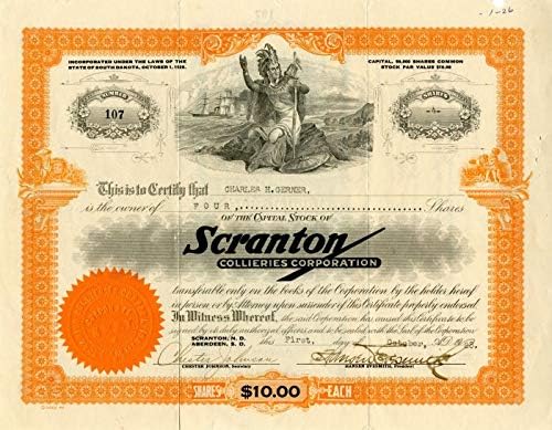 Scranton Collieries Corporation - Stok Sertifikası