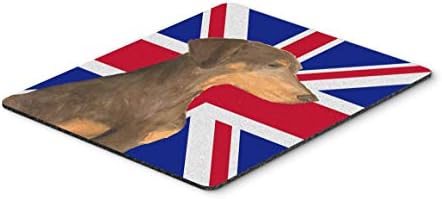 Caroline's Hazineleri SS4921MP Doberman Doğal Kulaklar İngiliz Union Jack İngiliz Bayrağı Mouse Pad, Sıcak Ped veya