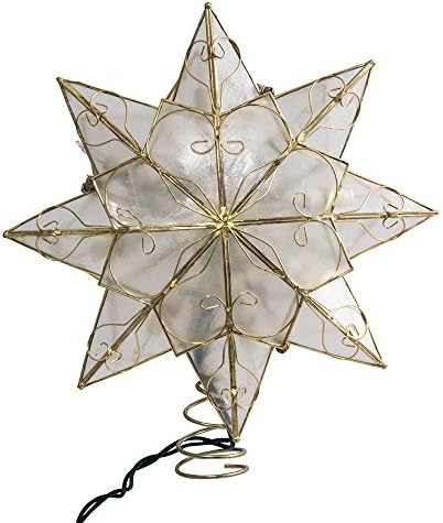 Capiz Altın Yıldız Arabesk tasarım ışıklı Yılbaşı ağacı Topper UL0271 yeni