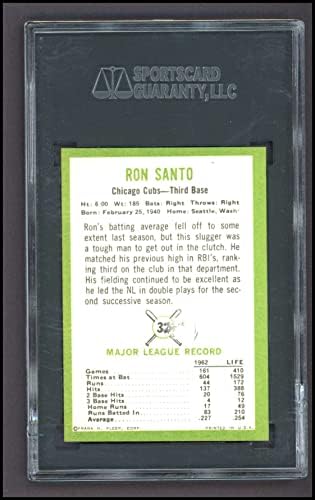 1963 Fleer 32 Ron Santo Chicago Cubs (Beyzbol Kartı) SGC SGC 6.00 Cubs