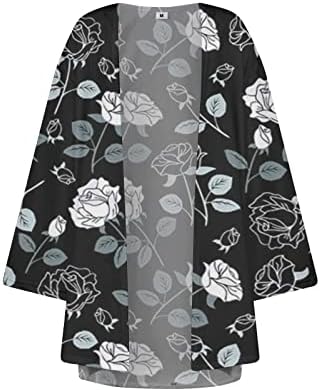 TWGONE Bayan Üstleri 3/4 Kollu Kimono Hırka Çiçek Baskı Plaj Cover Up Casual Yaz Bluz Tops Hawaii Kıyafetler