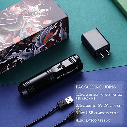 Çıngıraklı Yılan Döner Dövme Makinesi Kalem 1850 mAh Güç LED Dijital Ekran Japonya Motor (mat siyah)