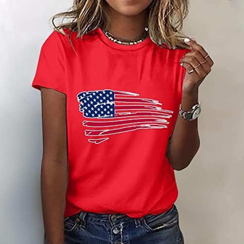 Kadınlar için kısa Kollu Üstleri Yaz Bağımsızlık Günü Gömlek Kadın Grafik T Shirt Kadınlar için Üst Uzun Kollu