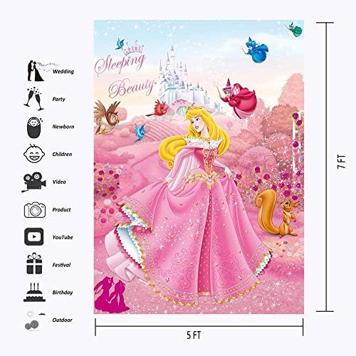 VV Zemin, uyku Güzellik Zemin Doğum Günü Partisi için 5x7 Pembe Çiçek Prenses Aurora Bebek Duş Arka Plan Kız Uyku