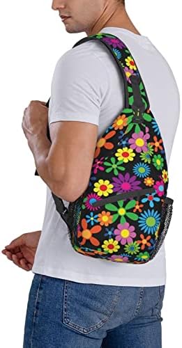 Hippi Çiçekler tek kollu çanta Kadın Erkek Crossbody Omuz Sırt Çantası Renkli Çiçek Dikişsiz Yinelenen Desen Göğüs
