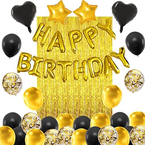 Kaucytue Gül Altın Doğum Günü Partisi Dekorasyon Mutlu Doğum Günü Balon Seti İle Gül Altın Püskül Perde Ve Yıldız