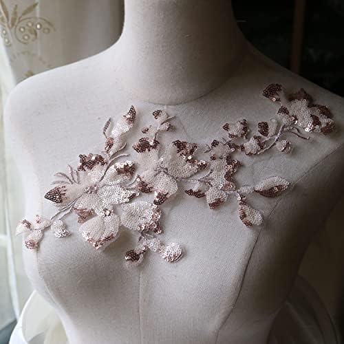 G-Rui Pullu Nakış Çiçek dantel Aplikler düğün elbisesi Moda 15 * 29cm İşlemeli Sequins Çiçek Yamalar Giysi için Büyük