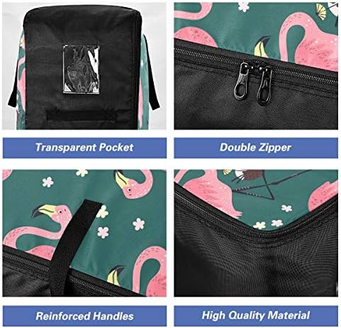 N / A Yatak Altı Büyük Kapasiteli saklama çantası-Sevimli Flamingo Çiçekler Yorgan Giyim Organizatör Dekorasyon Yatak