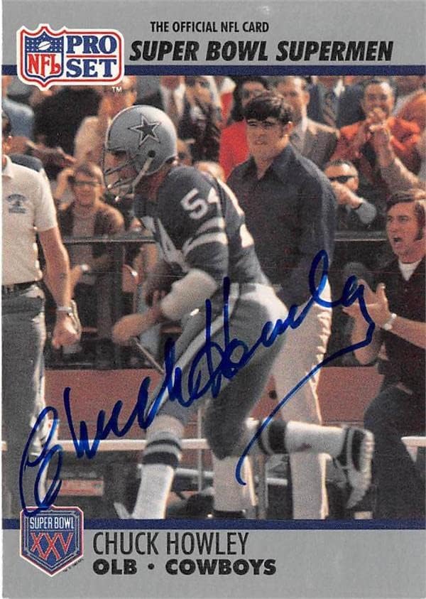 Chuck Howley imzalı Futbol Kartı (Dallas Cowboys) 1990 Pro Set 98 Süper Kupa Süpermenleri-NFL İmzalı Futbol Kartları