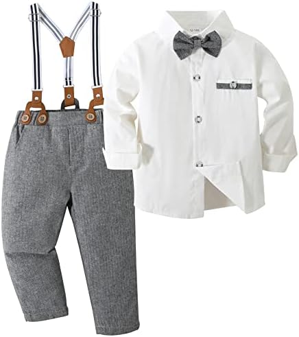 Yürüyor Boys Beyefendi Kıyafetler Takım Elbise, Bebek Smokin parti giysileri Seti + Askı Pantolon + papyon 12 Ay-5T