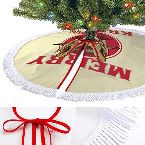 Mutlu Krampus Noel Ağacı Mat Etek Ağacı Taban Kapağı Püsküller ile Tatil Partisi için noel dekorasyonları 48 x 48