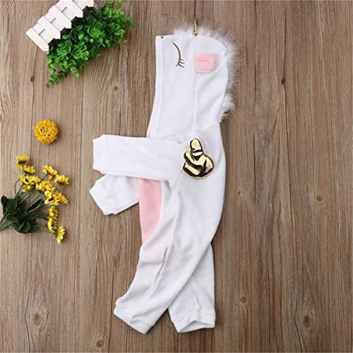 Yenidoğan Bebek Kız 3D Unicorn Melek Kanatları Kapşonlu Fermuar Romper Tulum Kıyafetler Giysileri Cadılar Bayramı