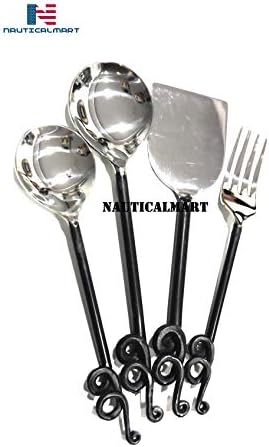 Denizcilik-Mart Sofra Takımı Tiz Nota Anahtarı Koleksiyonu Siyah Gümüş Çatal Bıçak Takımı Mutfak Setleri, paslanmaz