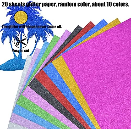 FEİLİBAY 20 Levhalar Çok Renkli Glitter Kart Stoğu Kağıt, A4 Boyutu Glitter Kağıt El Sanatları için, doğum Günü ve