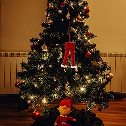Kisangel Noel Süslemeleri Arabalar Oyuncak Noel Elf Dolması Bacaklar Ayaklar Sıkışmış Noel Ağacı Topper Kolye Noel