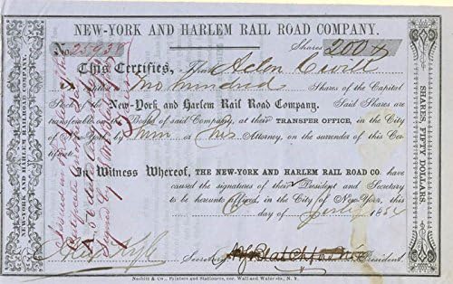 New York ve Harlem Demiryolu Yolu A. Ş. - Stok Sertifikası