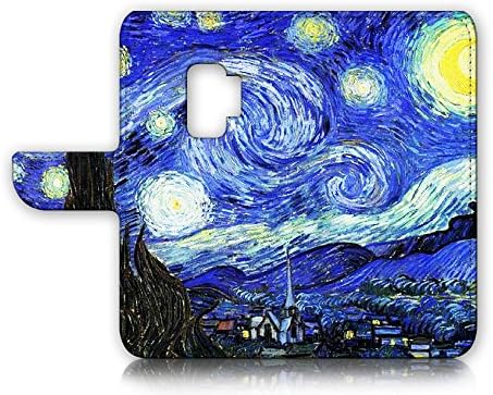 (samsung S9 + / Galaxy S9 Plus için) cüzdan kılıf Kılıf Kapak ve Ekran Koruyucu Bundle-A0066 Yıldızlı Gece Van Gogh