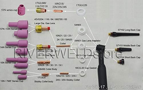 TIG Collet 10N23M (5/64 ve 2.0 mm) Fit QQ300 PTA DB SR WP 17 18 26 TIG Kaynak Meşale 10pk