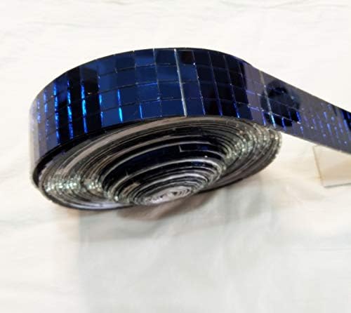 YONGPAN Kendinden Yapışkanlı Mini Kare Cam, 400 adet Mavi Kare Aynalar Mozaik Fayans 10x10mm Her Biri (1.0 M Uzunluk)