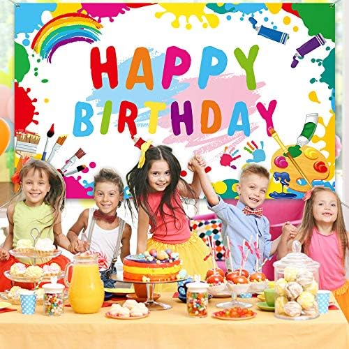 Sanat Boya Doğum Günü Partisi Süslemeleri Malzemeleri Sanatçı Mutlu Doğum Günü Backdrop Afiş Arka Plan Karışıklık