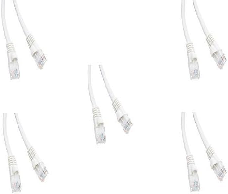eDragon Cat5e Yüksek Hızlı Ethernet Yama Kablosu, (25 Fit/7,6 Metre), Budaksız/Kalıplı Çizme, Beyaz, (5'li Paket)