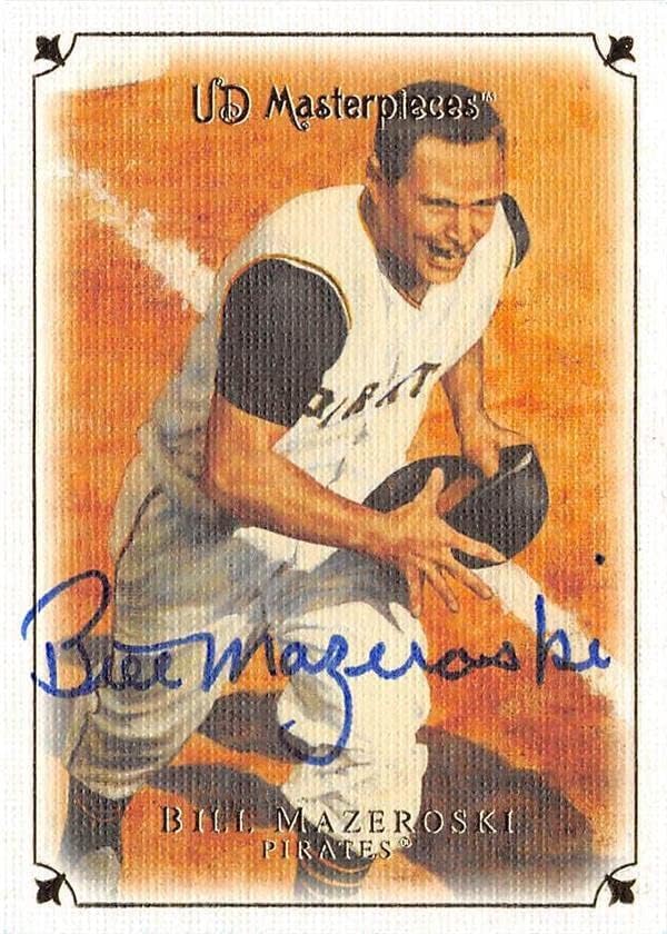 Bill Mazeroski imzalı beyzbol kartı (Pittsburgh Pirates) 2007 Üst Güverte Başyapıtları 4 1960 Dünya Serisi Home Run-MLB