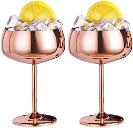jenerik şampanya bardakları 2 Set Paslanmaz Çelik Vintage Martini Kokteyl Cam şarap Kadehi (Renk: A, Boyut: Bir boyut)