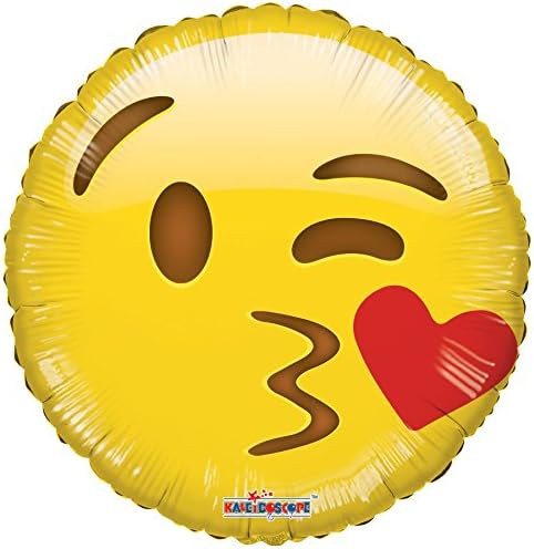 Çiçek dürbünü Emoji Gülen Öpücük Mylar Balon, 5 Parça