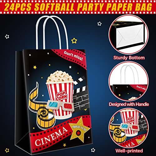 24 Adet Film Gece Parti Çanta Hediye Tedavi Çantası Film Gece Parti Süslemeleri Film Gece Goodie Çanta İyilik Kağıt