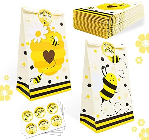 24 Paket Bal Arısı Parti Şeker Favor Çanta Teşekkür Ederim Çıkartmalar, Bumble Bee Goodie Çanta ikram çantaları Arı