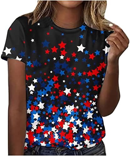 3D ABD Bayrağı Baskı Gömlek Kadınlar için 4th Temmuz Tunik Üstleri Yaz Rahat Tatil Rave Parti Tshirt Yurtsever Temel