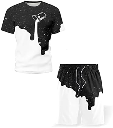 HASIR Erkek Takım Elbise, Kısa Kollu Gömlek ve Şort İnce Yazlık Giysiler Erkek Giyim (Renk: Beyaz, Beden: XXL Kodu)