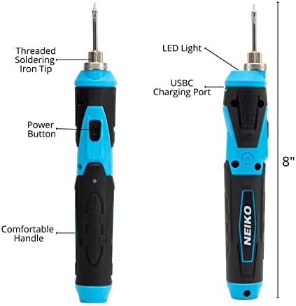 NEİKO 40421A Kablosuz Lehimleme Kiti, Mini USB Şarj Edilebilir Lehim Demir Kalem, Hızlı ısı 356-750°F (180-400°C)