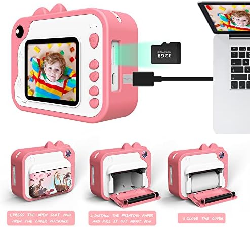 Çocuklar için USHINING Anında Baskı Kamerası 3-12 Yaş Arası Çocuklar için 12MP Dijital Kamera Çocuklar için Mürekkepsiz