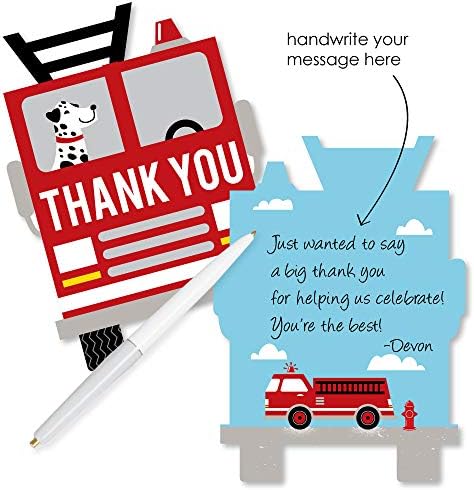 İtfaiye Aracı Şeklinde Teşekkür Kartları - İtfaiyeci İtfaiye Arabası Bebek Duşu veya Doğum Günü Partisi Zarflı Teşekkür