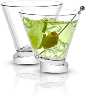JoyJolt Aqua Vitae Martini Bardak Takımı 2. Kristal Cam Eşyalar, Kapalı Tabanlı Yuvarlak içme bardakları. Sapsız Kokteyl