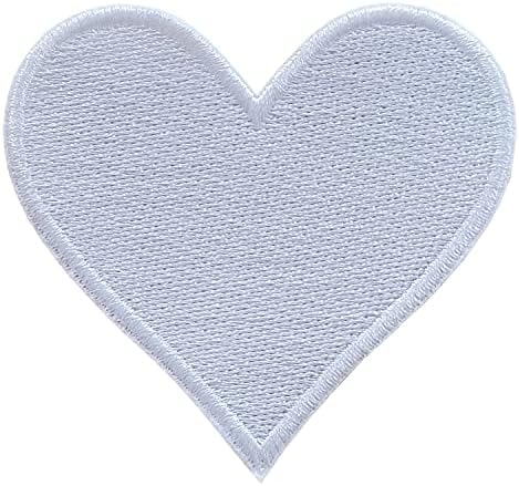 MISDONR 3 adet Beyaz Kalp İşlemeli Demir on Yamalar Giyim Ceketler Sırt Çantaları 2. 7x2. 8 inç