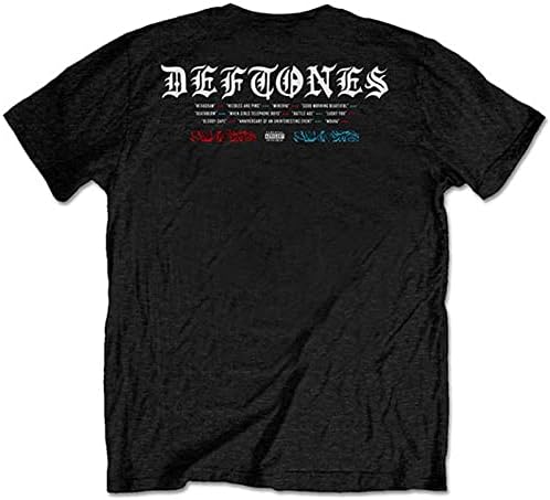 Erkek Deftones Statik Kafatası (Arka Baskı) Slim Fit tişört Siyah
