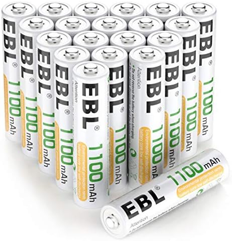 EBL 20 Paket 1500 Döngüsü 1100 mAh AAA Ni-Mh Şarj Edilebilir Piller AAA (Tipik 1100 mAh, Minimum 1000 mAh)